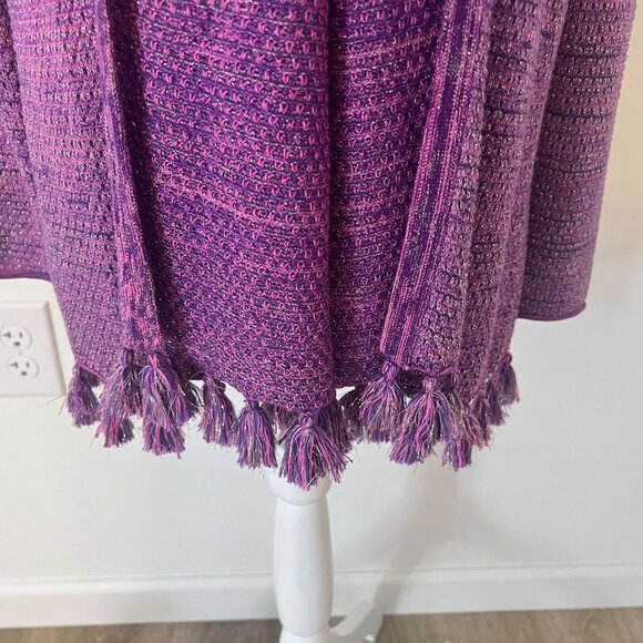 Lilly Pulitzer Tova Metallic Knit Cardigan Sweater w/ Tassels Purple Pink XL - Picture 5 of 13